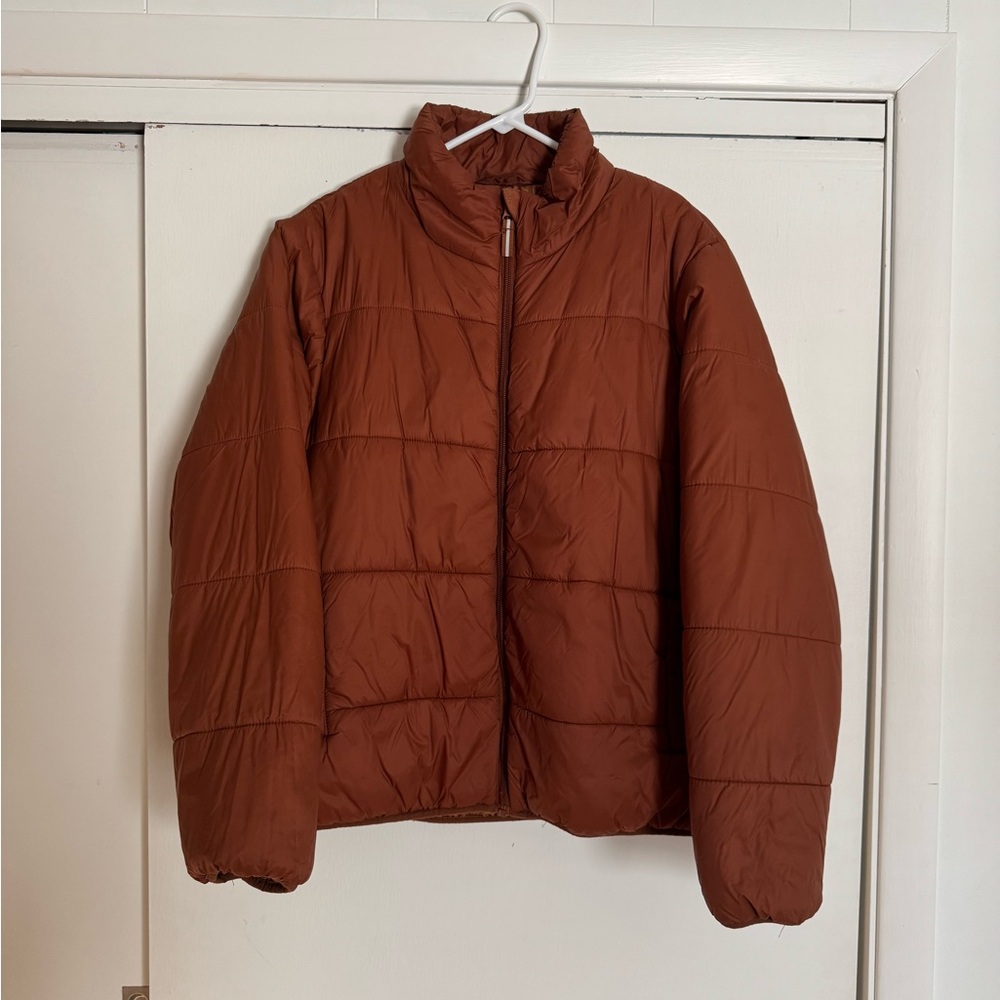 Burnt Orange Puffer Jacket Lightweight